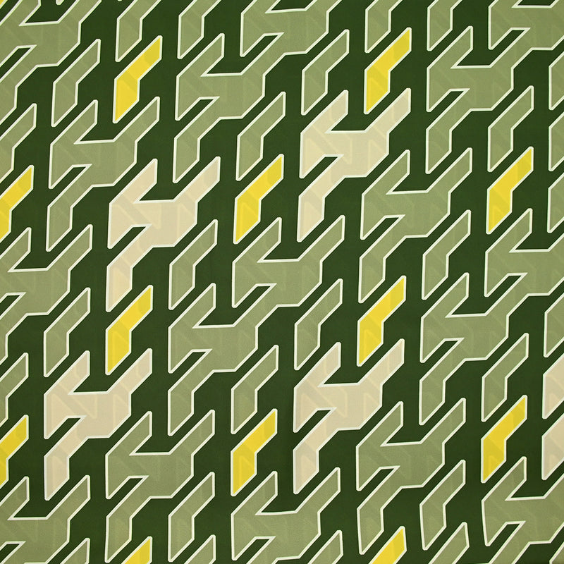 Satin polyester découpe laser vert et jaune fond vert