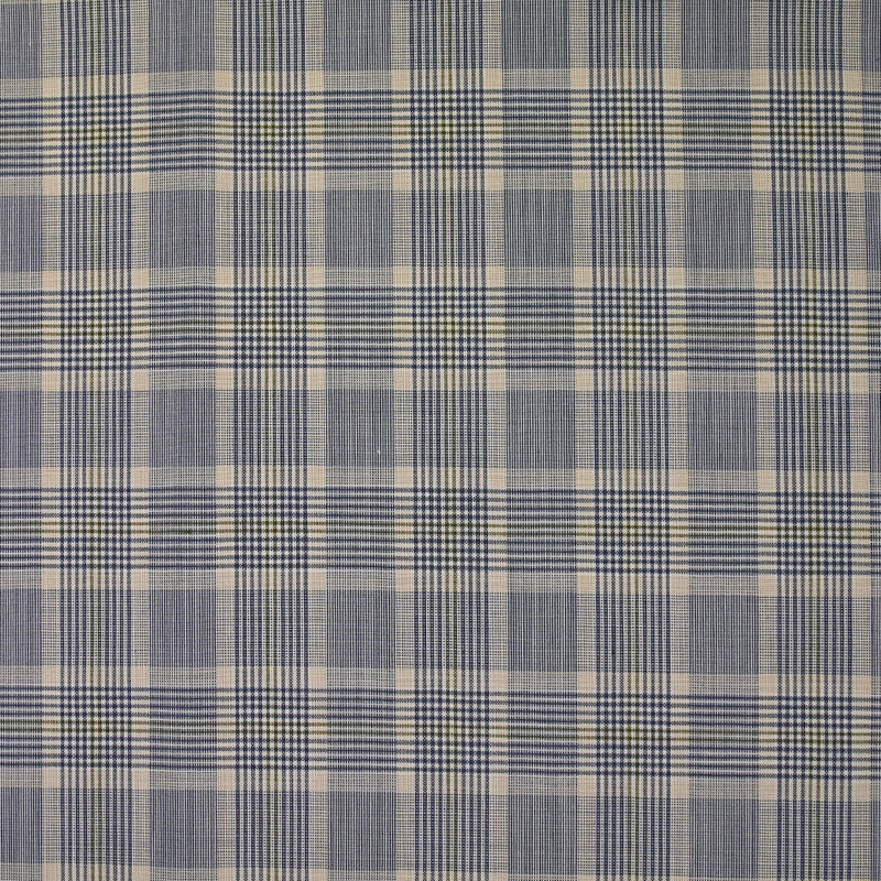 Tissu tailleur en laine mérinos à carreaux gris bleu fond beige