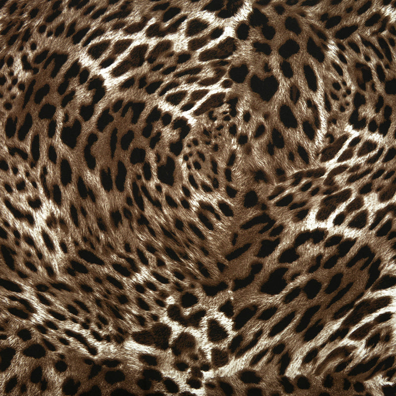 Satin de coton élasthanne imprimé félins marron