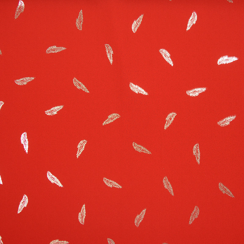Crêpe georgette lurex plume polyester fond rouge