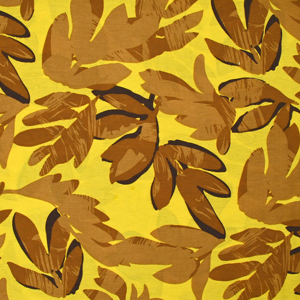 Viscose imprimée légère soleil d'automne fond jaune