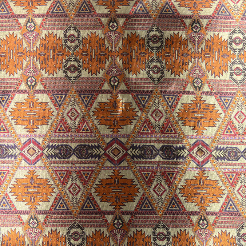 Toile de polyester brillante imprimée aztèque multicolore