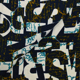 Jersey polyester imprimé lettrages marine et écru