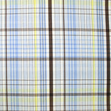 Coton imprimé à carreaux bleu, jaune et marron