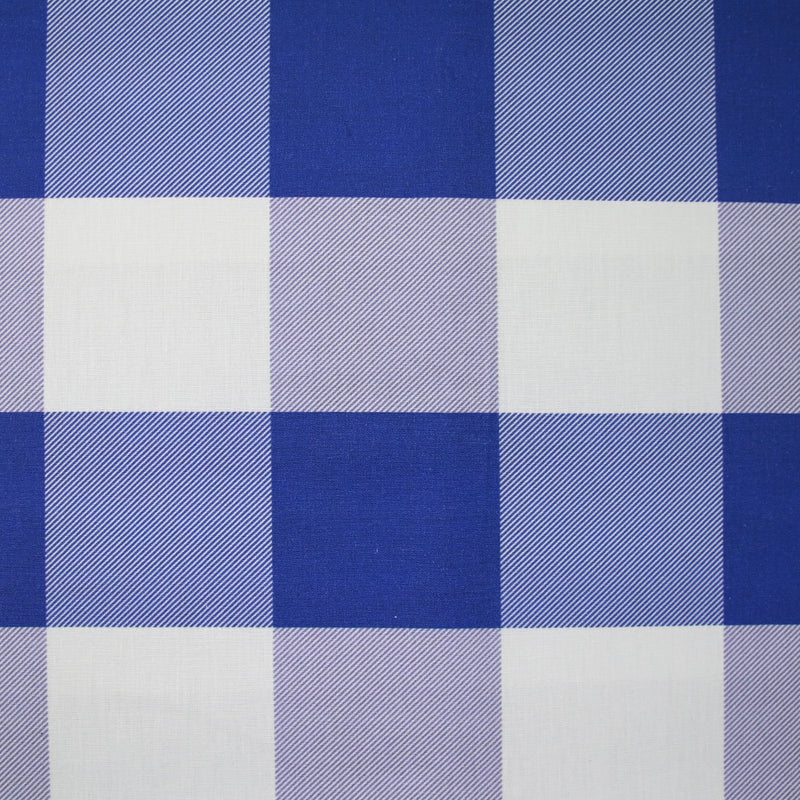 Coton imprimé à carreaux damier rayé bleu et blanc