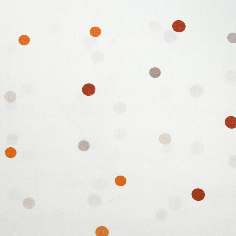 Coton imprimé à pois orange fond blanc