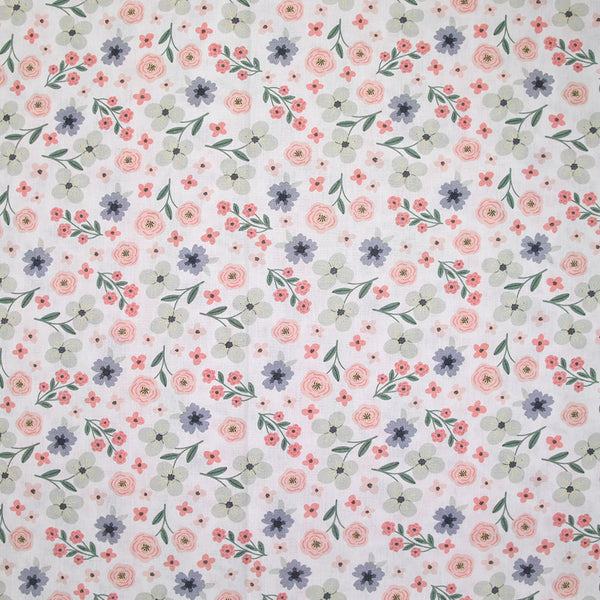Coton imprimé amour passion rose et vert d'eau