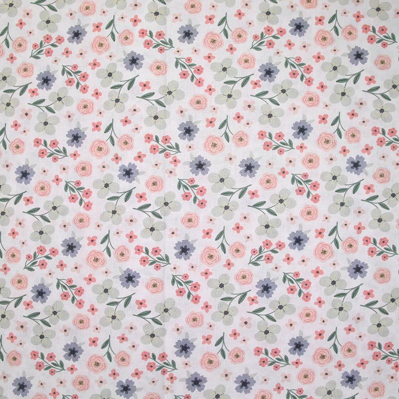 Coton imprimé amour passion rose et vert d'eau