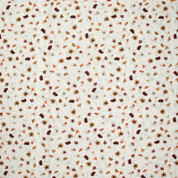 Coton imprimé au gré du vent marron fond blanc