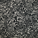 Coton imprimé croquis fleurs blanc fond noir