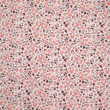 Coton imprimé ouragan floral rose fond blanc