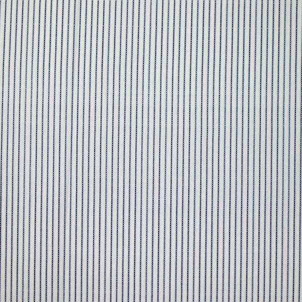 Coton imprimé rayé marine et bleu fond blanc