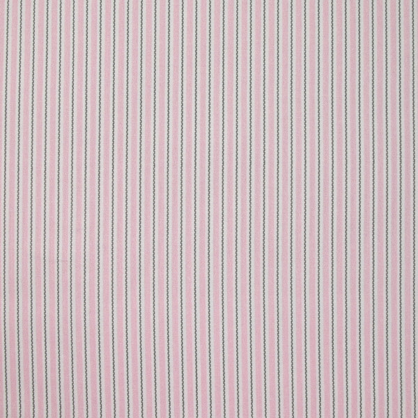 Coton imprimé rayé rose, blanc et gris