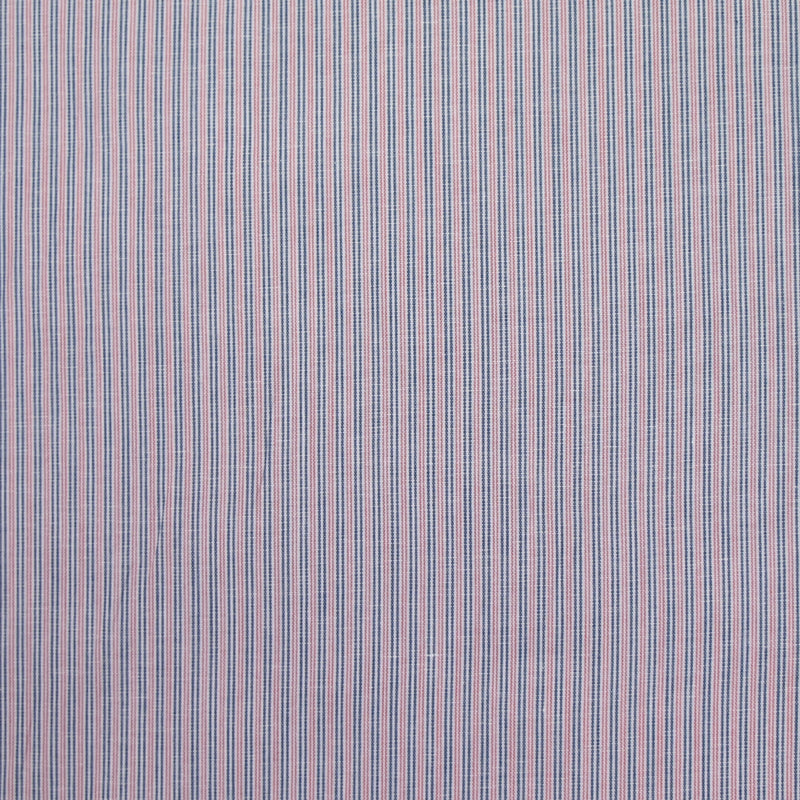 Coton rayé bleu, rose et blanc