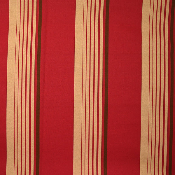 Coton sergé imprimé rayé rouge foncé et marron clair