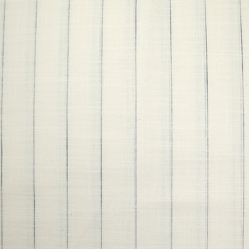 Coton tissé aspect lin rayé marine fond blanc cassé
