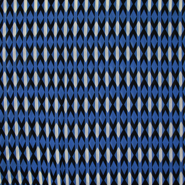 Crêpe georgette viscose imprimé losange bleu et noir