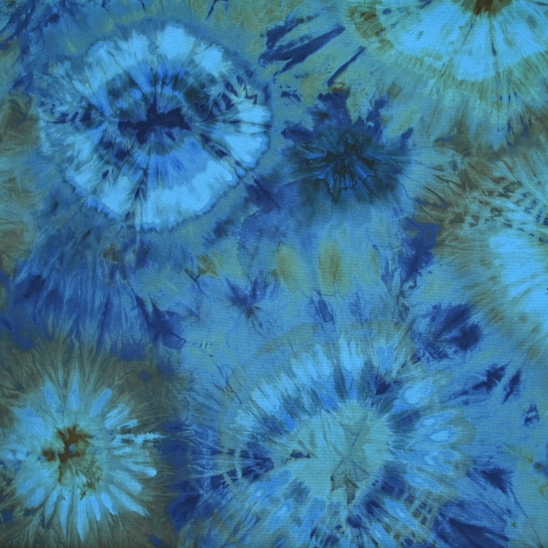 Crêpe lourd imprimé psychédélique bleu
