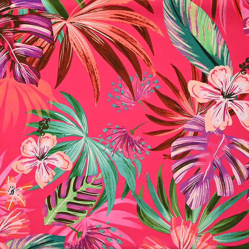 Crêpe lourd imprimé Tropico rose fuchsia