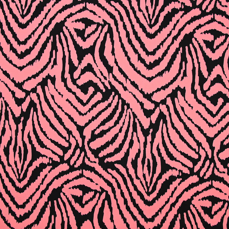 Crêpe lourd imprimé Zebra noir et rose fluo