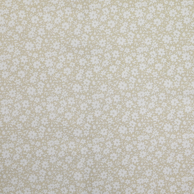 Piqué de coton imprimé fleurs printanière fond beige