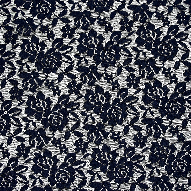 Dentelle polyester Roseraie fond marine