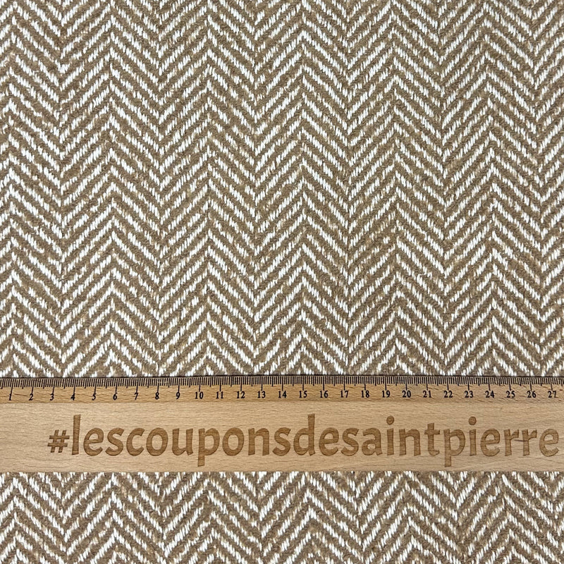 Laine mélangée chevron beige et blanc