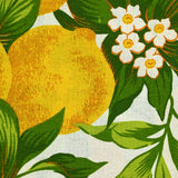 Polycotton printed lemons and flowers white background