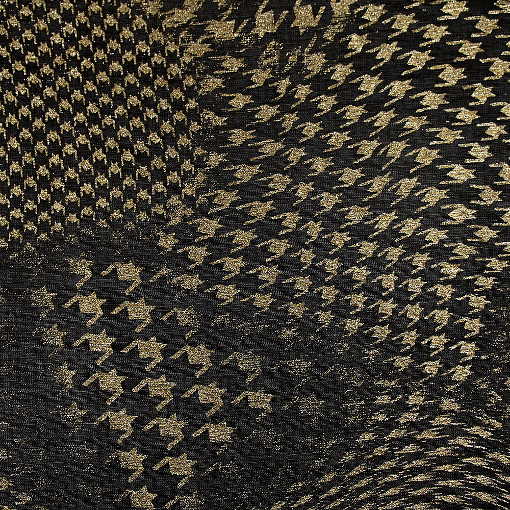 Tulle Noir Imprimé Argent Et Doré - Coupon 2,47m X 1,40m, Tissu Pour Robe Couture, Neuf