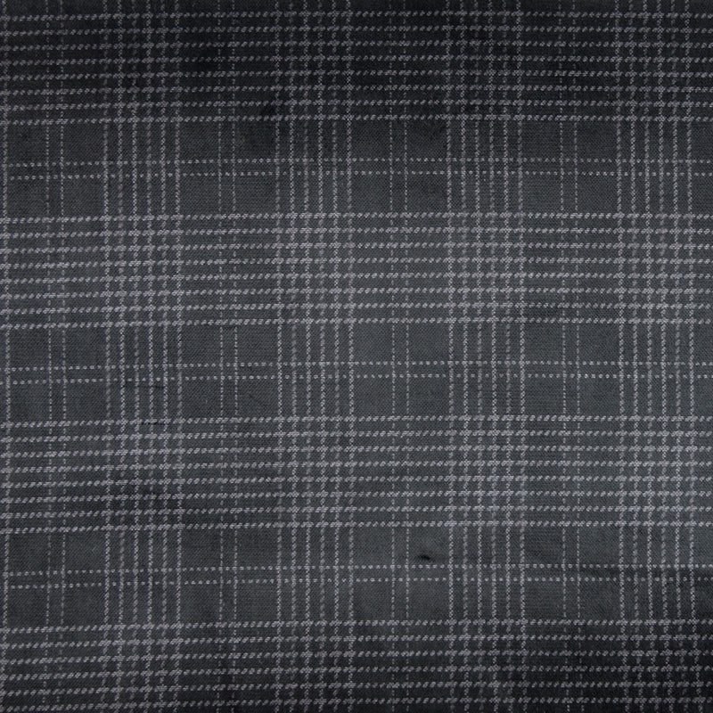 Velours de coton ras à carreaux gris fond noir