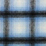 Lainage polyester brossé à carreaux bleu myosotis et noir