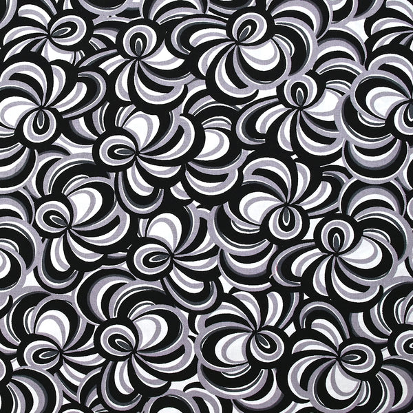 Viscose imprimée abstrait noir et blanc