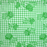 Polyester imprimé fin carreaux et roses vert