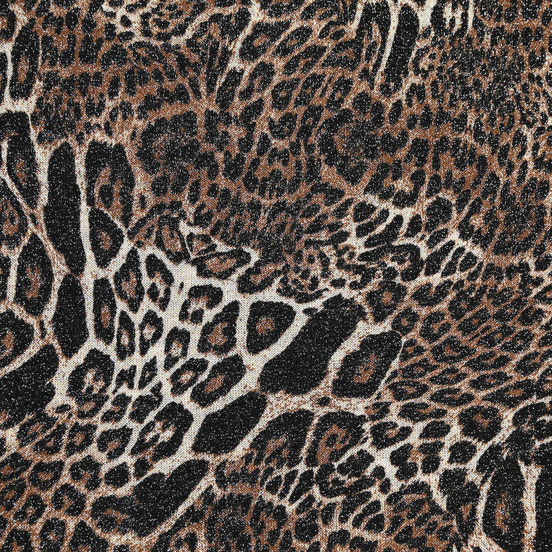 Maille polyester imprimée lurex savana marron et beige