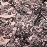 Satin de soie imprimé dans la jungle fond rose
