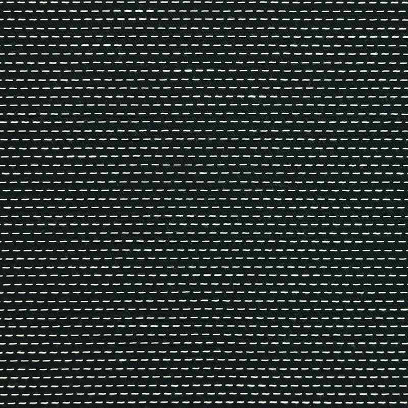 Striped polycoton canvas white stitching black background