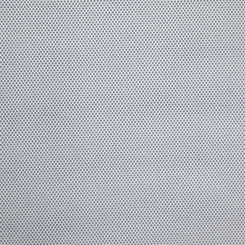 Satin de coton élasthanne imprimé cercles bleu fond blanc