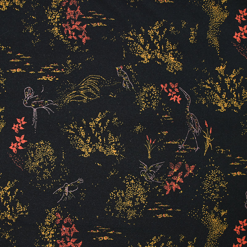 Jersey de polyester imprimé pointillisme fond noir