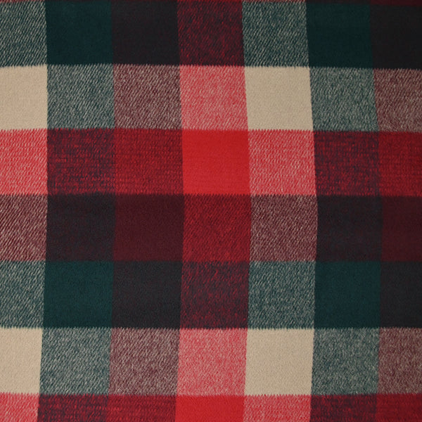 Lainage polyester à carreaux rouge, vert et beige