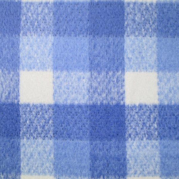 Laine mélangée brossée à poils longs carreaux bleus et blancs