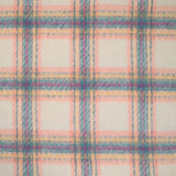 Laine mélangée brossée carreaux écru, rose, turquoise et jaune
