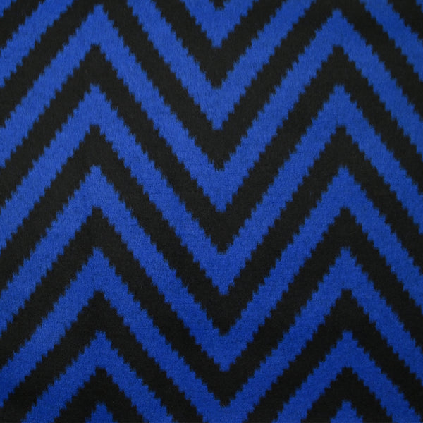 Laine mélangée grattée chevrons bleu roi et noir