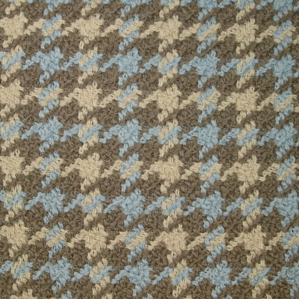 Laine mélangée pied-de-poule bouclé beige, marron et bleu ciel