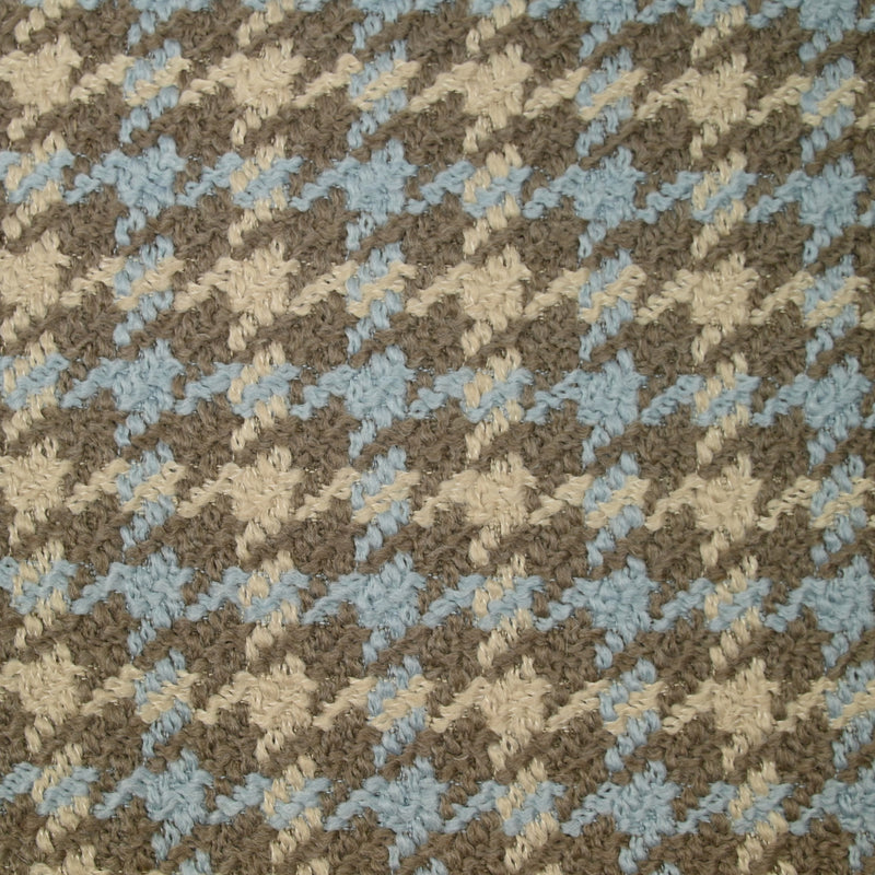 Laine mélangée pied-de-poule bouclé beige, marron et bleu ciel