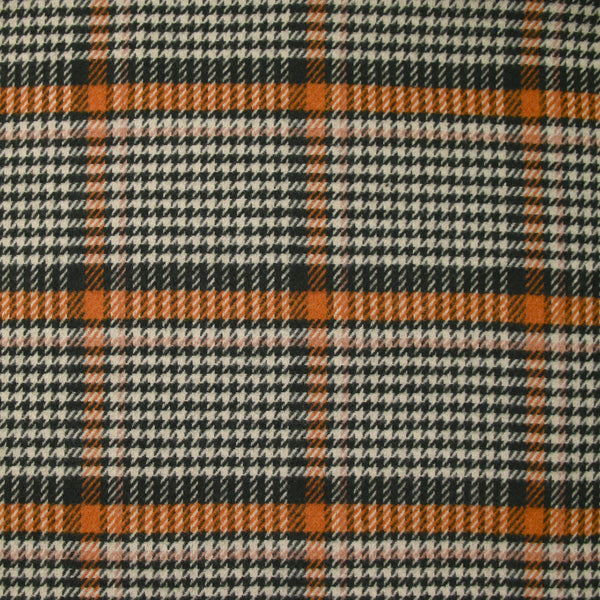 Laine mélangée Prince-de-Galles vert sapin, orange et beige
