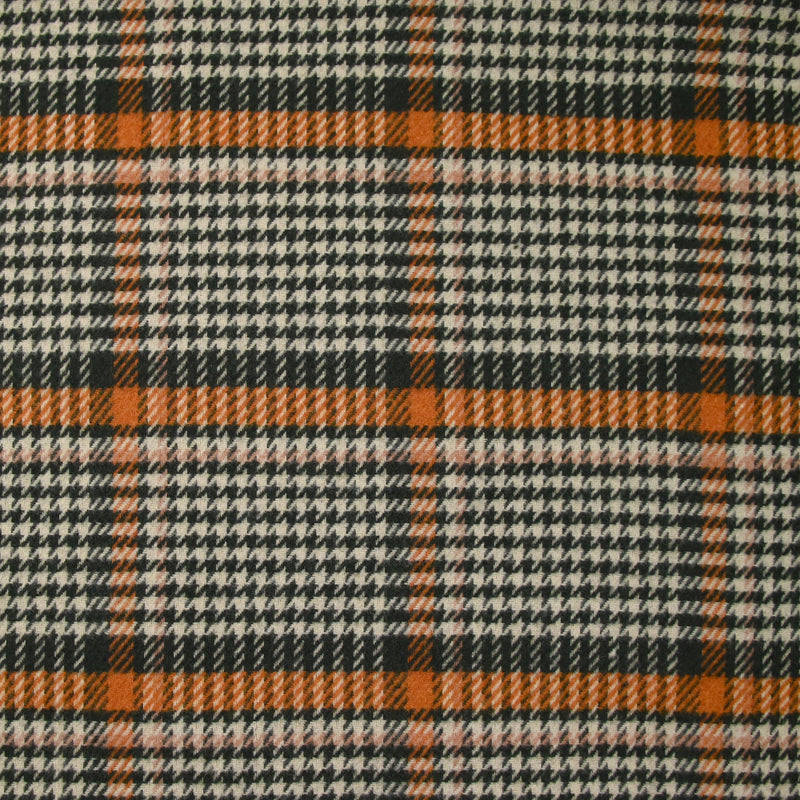 Laine mélangée Prince-de-Galles vert sapin, orange et beige