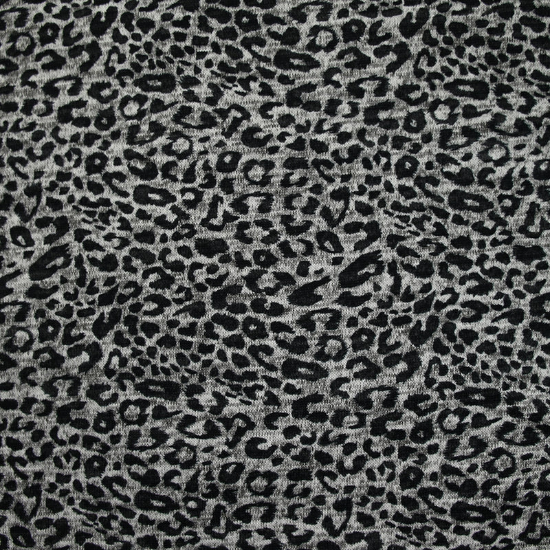 Maille fine polyviscose léopard gris et noir