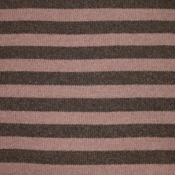 Maille laine rayée épaisse rose et brun