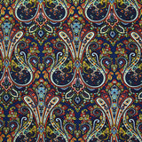 Polyester imprimé cachemire fond marine