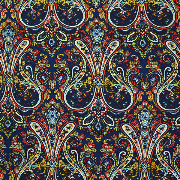 Polyester imprimé cachemire fond marine